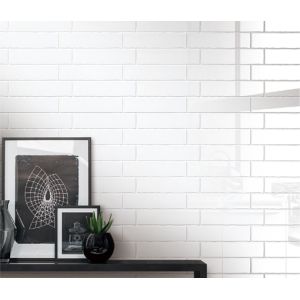 Buy cheap Ceramic Glossy Wave Edge Wall Tile 75x300mm White Modern product