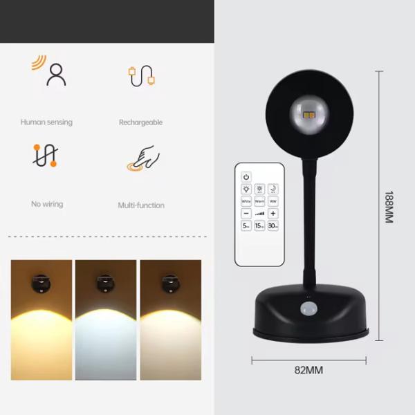 Three Color Adjustable Led Motion Sensor Spotlight Remote Control