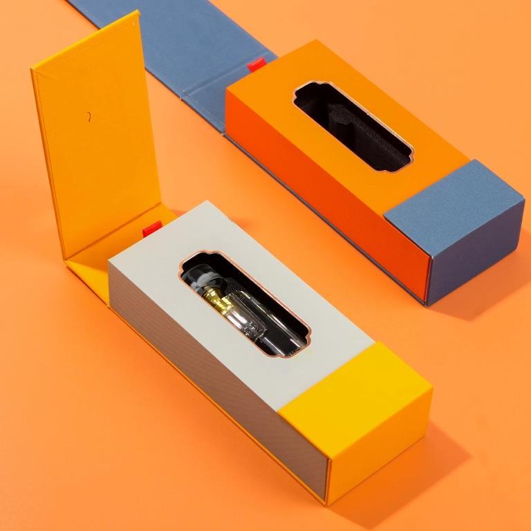 Custom Color Block Flip Top Perfume Box With Window EVA Insert Mini Perfume Packaging Wholesale