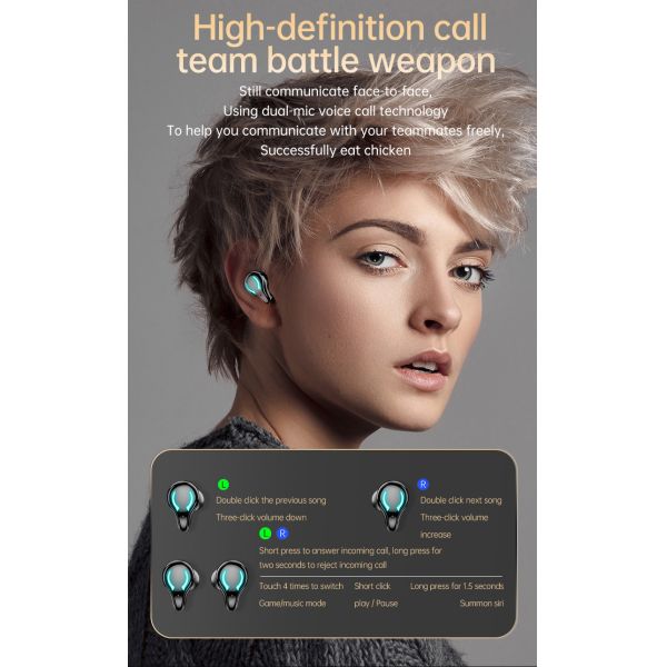 BLE5.1 Low Latency Wireless In Ear Earphones CVC8.0 HSP Wireless Microphone Earbuds