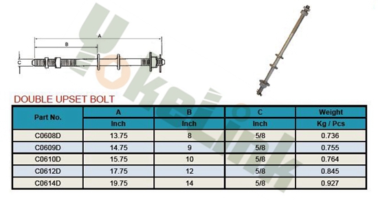 Spool Bolt2 ANSI C135.31 Single Upset Spool Bolt 5/8'' x 12'' for poleline Hardware