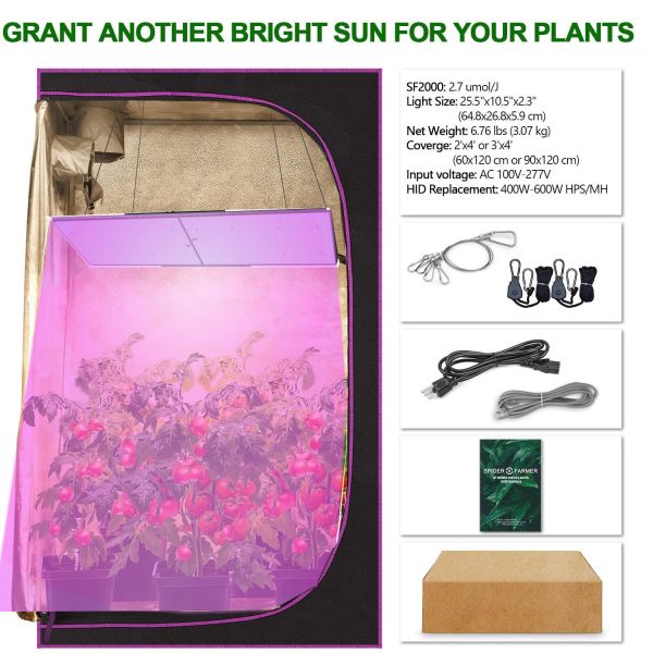 Square 400W LED Quantum Grow Lights 5x5 110V Full Spectrum