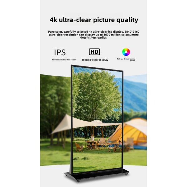 Full Screen 75''85''98' Moveable Vertical Digital Signage LCD Advertising Player for Indoor Use Shopping Malls & Restaurants