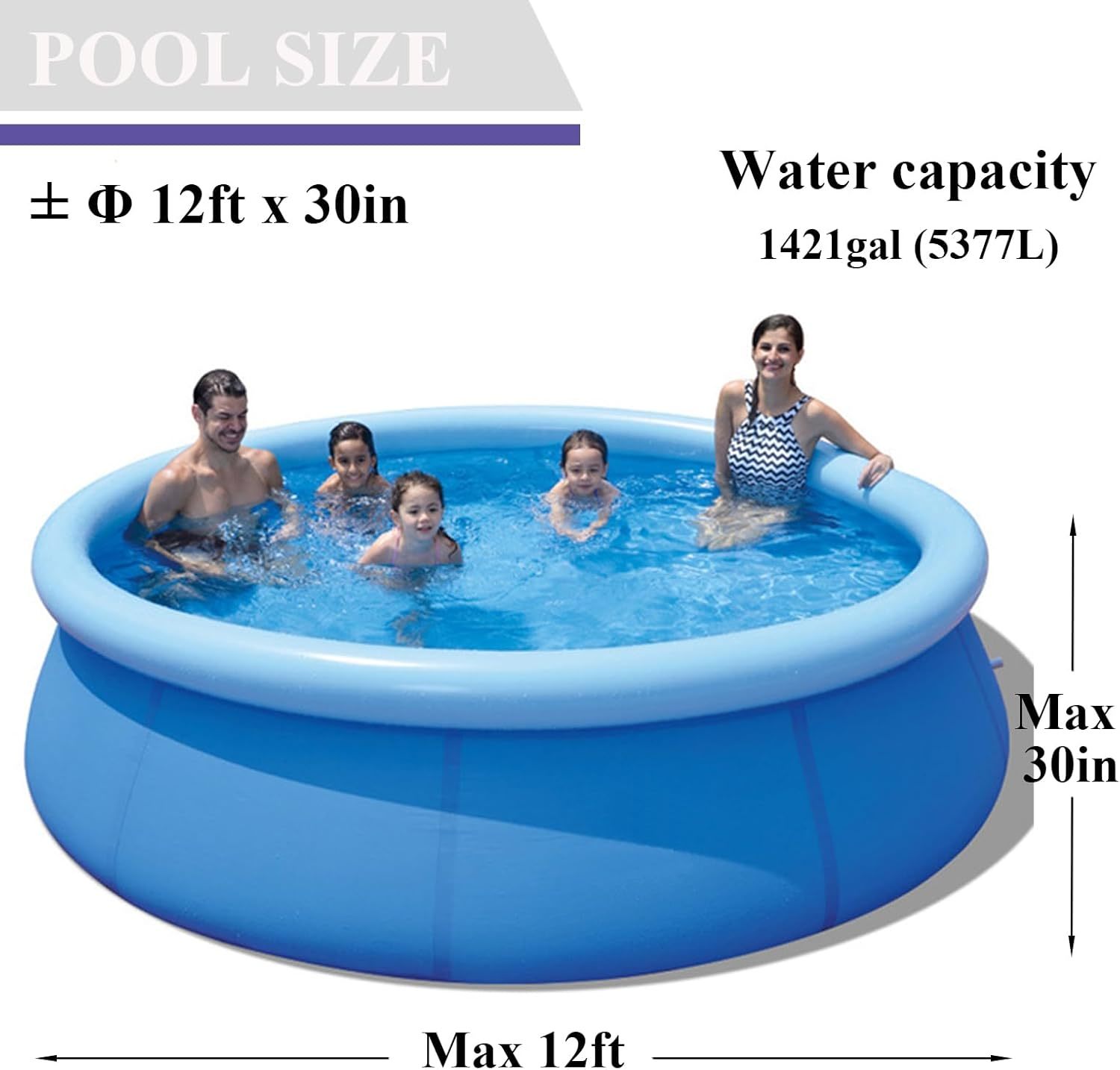 Inflatable Swimming Pool, Round Inflatable Pools Adult Above Ground, Blow Up Pool, Top Ring Summer Water Party Pools, Outdoor Pool For Backyard Family