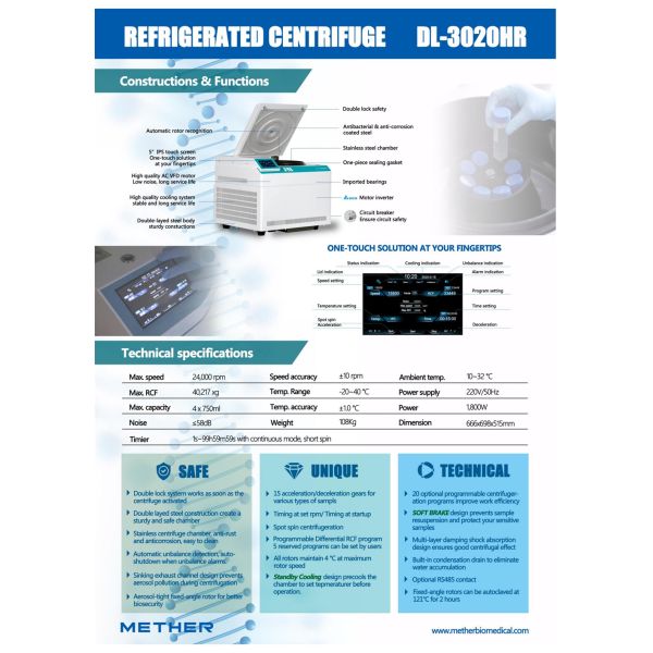 High Speed Laboratory Centrifuge Machine With Fixed Angle Rotor