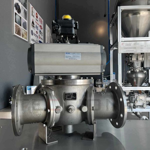 Single channel ball 304ss diverter valve for conveying powder or particle