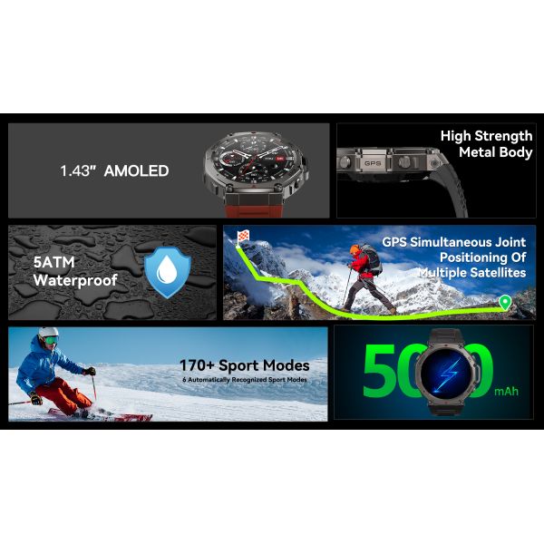 DM58-GPS GPS Tracking Watch 1.43'' AMOLED HD Display And High Precision Heart Rate Sensor