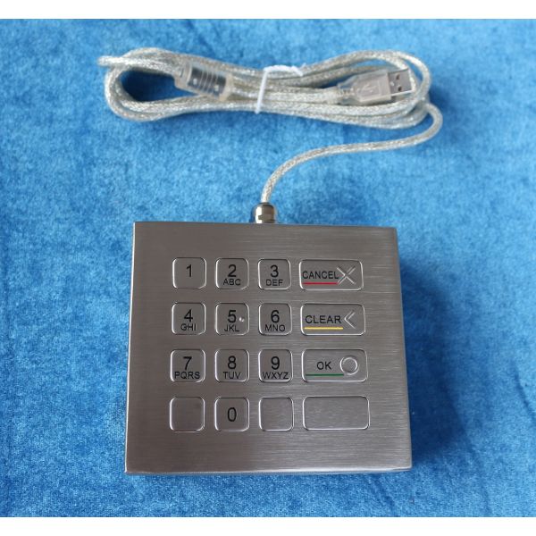 Desktop IK09 Vandal Proof Keypad Brushed Metal RS232 With 16 Keys