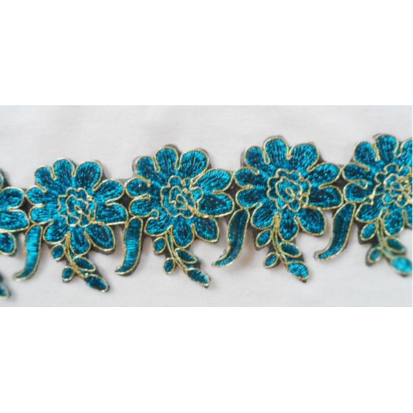 Gold Wire Embrodery Lace Edge with Cord Embroidery Lace Trim