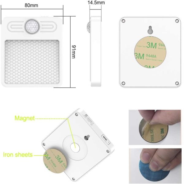Indoor 1200mAH Wireless Led Motion Sensor Light / 0.8W Motion Activated Stick On Lights
