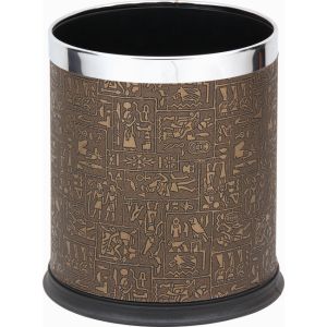 Double Layer PU Leather Cover Round Plastic Trash Can