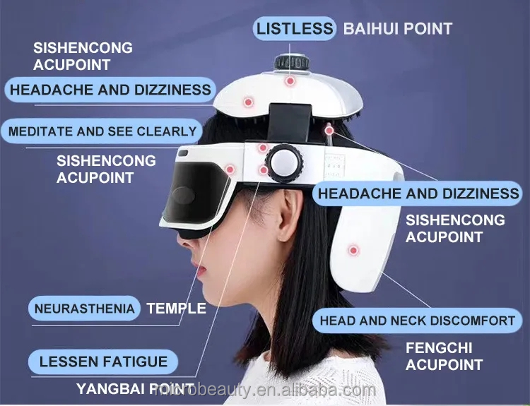 Home Use APP Control Intelligent Head Massager Head Eye Relax Built In Music Bluetooth