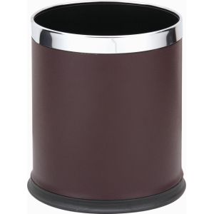 Buy cheap Double Layer PU Leather Cover Round Plastic Trash Can product