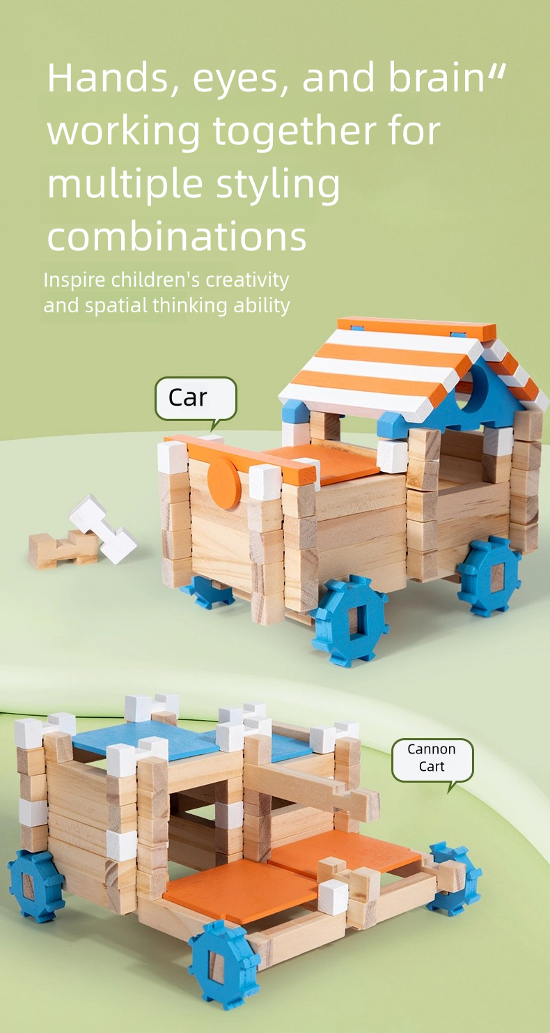 Creative Wooden Colorful Building Blocks Game Early Education Enlightenment Building Toy Educational Engineering Training Toy