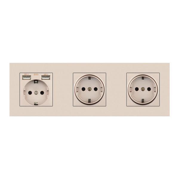 Wall 3 frame power socket eu grounded electrical plug,socket with usb PC panel 258mm*86mm white/black/gold