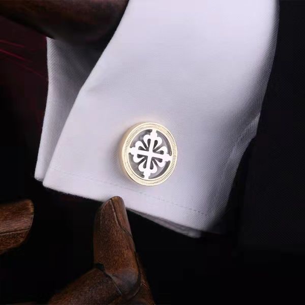 Circular Hollow Mens Diamond Cufflinks Disc Gear Pattern 16mm Size