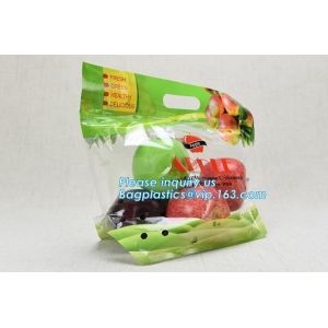 Fruit Grape Cherry Vegetable Packing Protection Bag, Handle Standing Resealable