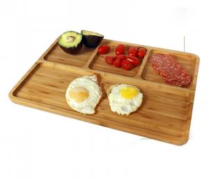Buy cheap 4 Compartment Fast Food Bamboo Serving Trays / Divided Plates product