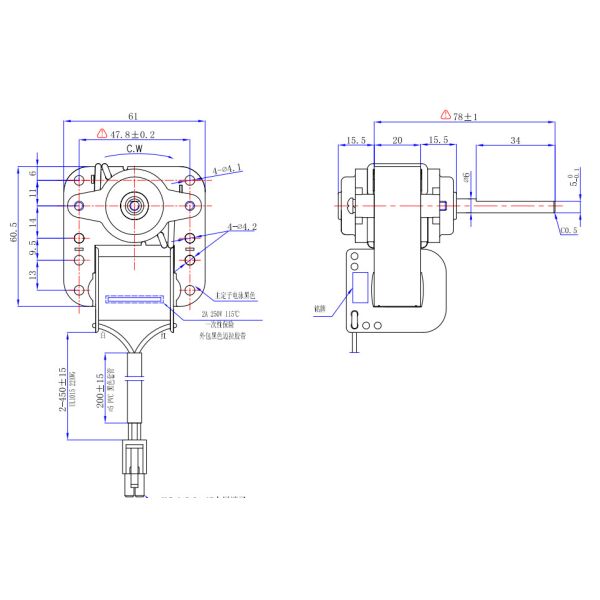 AC220v 50hz Shaded Pole Motor Overload Protector For Dehumidifer