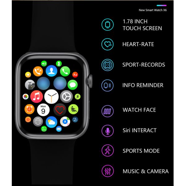 Mileage Record IP68 Waterproof Smartwatch Exercise Tracker 1.78 Inch MTK2502C