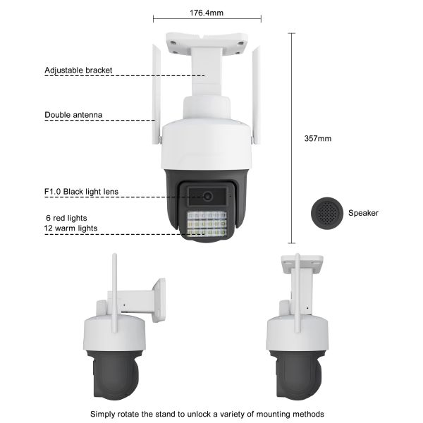 Waterproof Security CCTV With Warning Light Camara de Seguridad Wifi Audio Motion Tracking Dome Network Camera