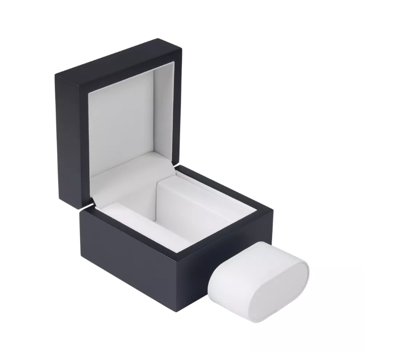 Customized Black Matte Single Watch Boxes Pu Leather Square Wooden