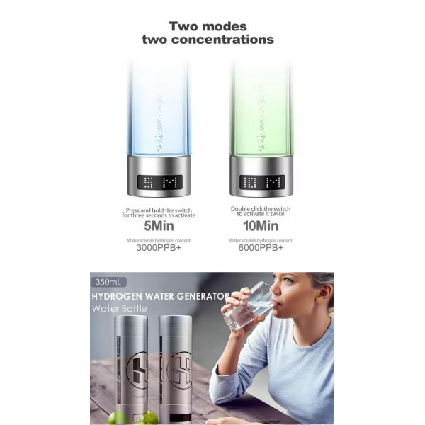 Customization Hydrogen Rich Water Bottle 300ml Water Cup 3000-6000PPB Hydrogen Inhaler Weizi