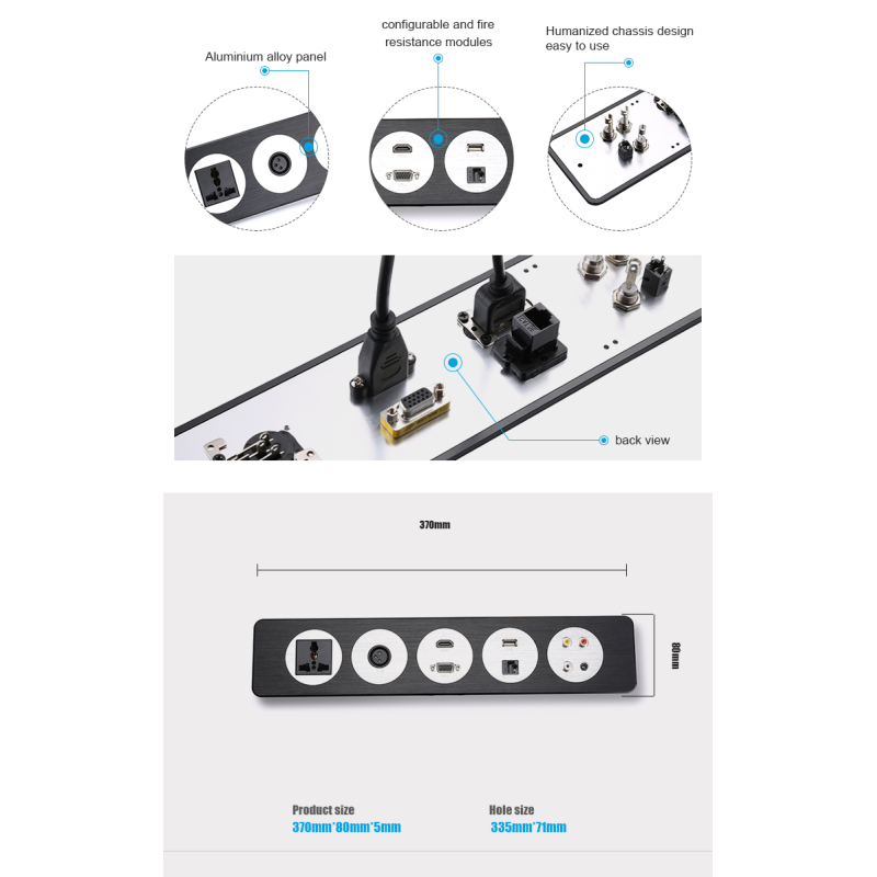 Electrical Tabletop Power Socket Office Desk Plug Sockets Wireless Charging
