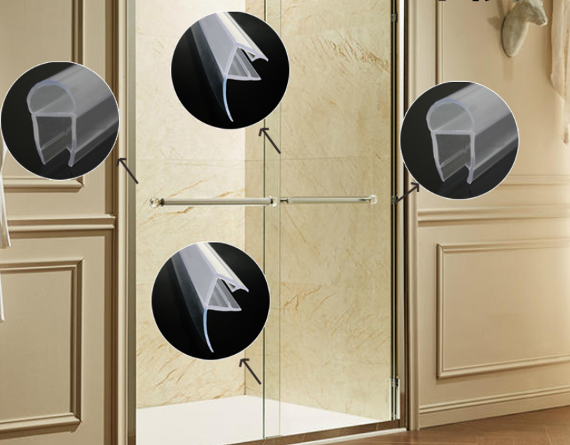 8-12mm PVC Waterproof U Type Rubber Glass Shower Door Seal Strip for Transparent Doors
