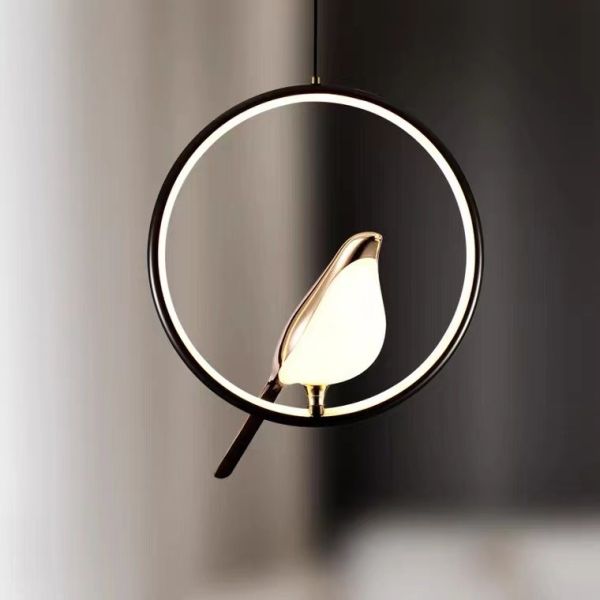 Sea Shipping Gold Round Bird Mounted LED Chandelier