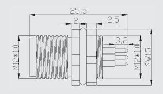 Rear Front Panel Mount M12 Male Female Connector Waterproof A Code 3pin 4pin 5pin 8pin 12pin