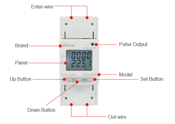 KWh Class 1 ADL200 Din Rail Energy Meter With Digital LCD Display