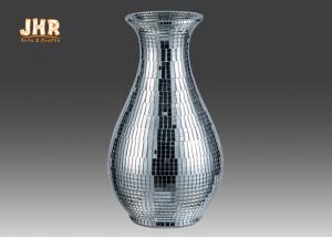 Buy cheap Modern Luxury Fiberglass Flower Pot Table Vase Plant Pots Silver Mosaic Glass product