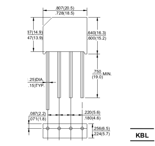 Single Phase Diode Bridge Rectifier KBU6M 6A 1000V For General Purpose