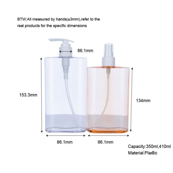 500ml Orange rectangle smooth with white pump for shampoo lotion bottle