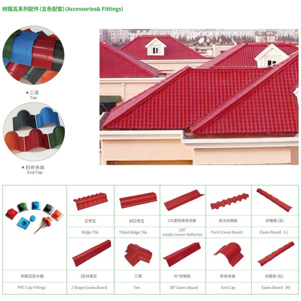 Customized Red Colour Roofing Sheet Versatile Resin Roof Tile Weather Resistant