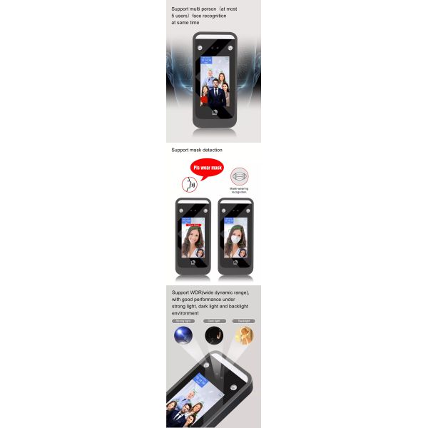 Access Control Face Recognition Attendance Machine Capacitive Touch Screen Virtual Keyboard