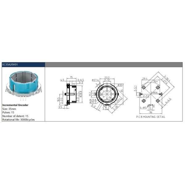 Ec35 Hollow Shaft Rotary Encoder 15-Bit Digital Function Control Ultra-Thin Incremental Rotary Encoder for Small Appliances