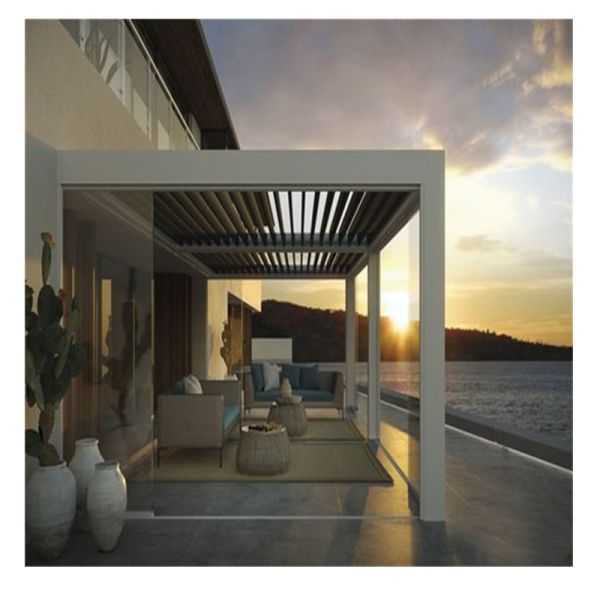 Aluminum alu Waterproof Outdoor Bioclimatic canopy Awning Louvre Motorized Opening louvered Roof Pergola gazebo pavilion