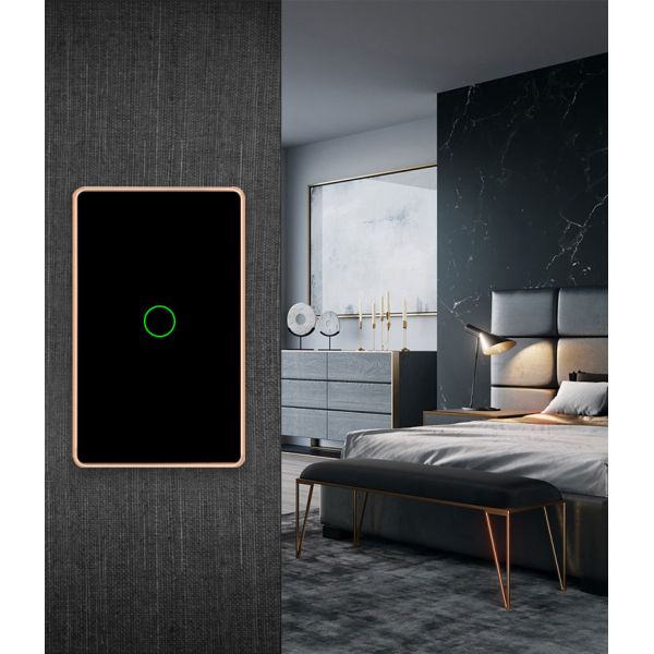 Black 600W Tuya Smart Switch Tempered Glass Light Switch 86x86
