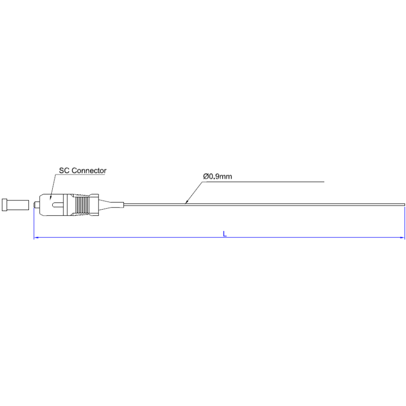 900μm Simplex SC UPC Fiber Optic Pigtail OS2 G657A1 LSZH Yellow Loose buffer easy to strip IEC grade B
