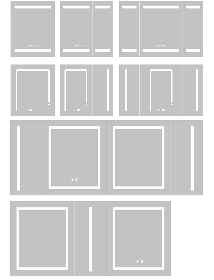 Aluminum Silver Mirror Cabinet 3000K - 6000K Bathroom Medicine Mirror Cabinet