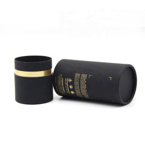Black Cardboard Perfume Tube Packaging Bronzing Round Container for Cosmetic