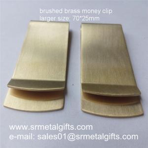Buy cheap Retro brushed brass money clip wallets, 70x25x1mm thick brass money clips ready mold product