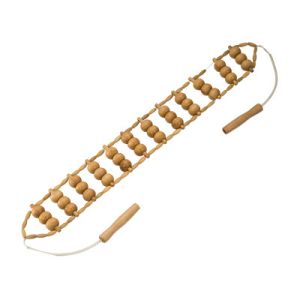 China Bamboo / Wooden Back Roller Massage Belt Strap With 12 Rollers on sale