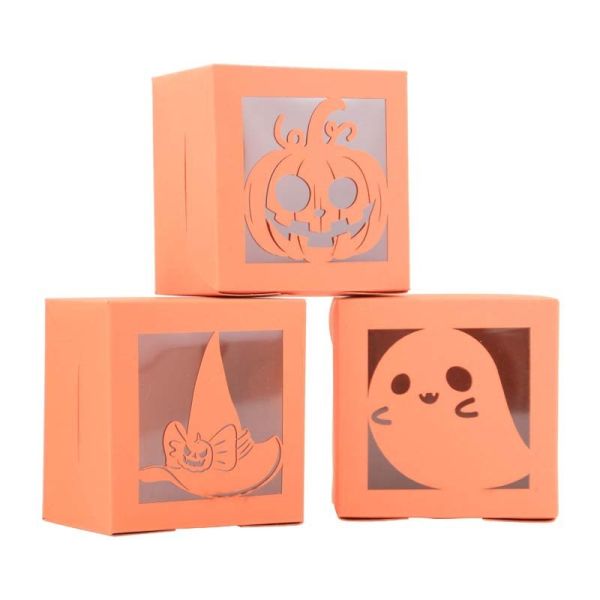 Eco Friendly Packaging Black Cardboard Boxes With Window Laser Cut Cake Boxes PVC Window Square Cookie Boxes