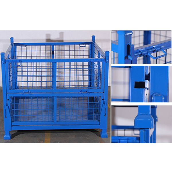 Heavy Duty Wire Mesh Stackable Pallet Cages 4 Way Forklift Access