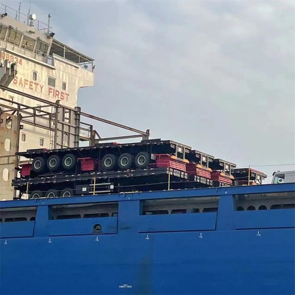 3-Axis / 4-Axis / 5-Axis 40-Foot Carbon Steel Aluminum Container Transport Flat Plate Semi-Trailer Original Tires (12R20)