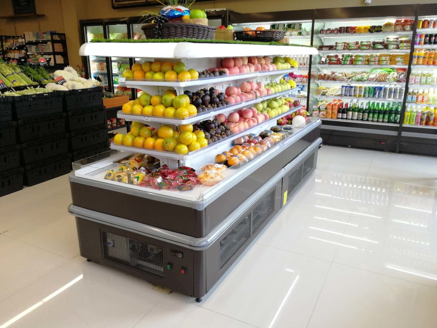 R404a Multideck Open Chiller For Beverage Drinks / Chilled Display Cabinet