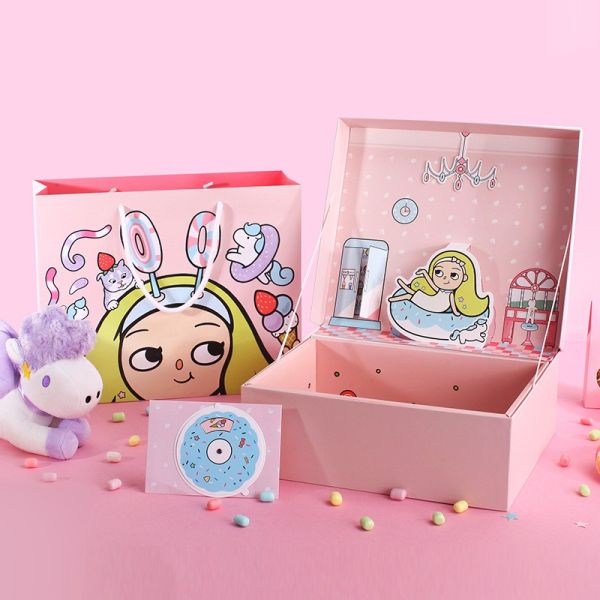 Cute wholesale foldable Custom printing cardpaper toy storage box folding gift toy box